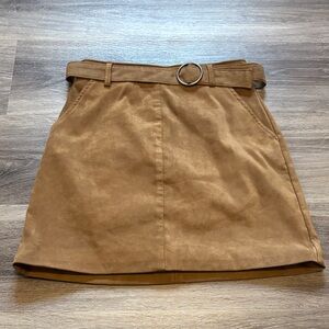 Hollister Faux Suede Belted Mini Skirt | XS | A-Line with Back Zipper